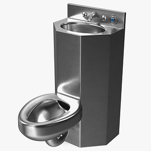 3D Combined Prison Toilet American Style model