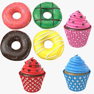 3D Donuts And Cupcakes Collection