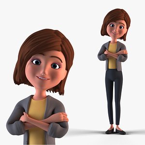 3D Cartoon Woman Rigged - Blender model