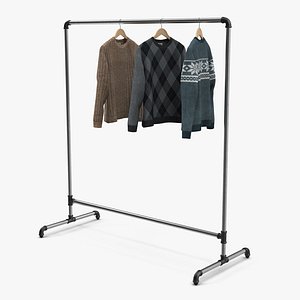 iron clothing rack 3 3d model