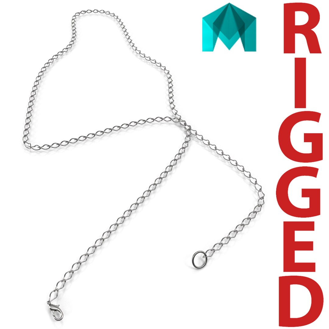 White Gold Chain Rigged for Maya 3D model preview
