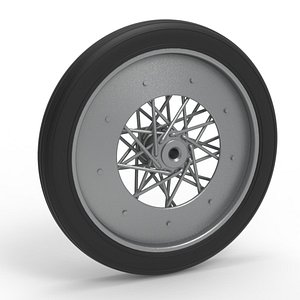 3D Front wire wheel of vintage dragster Version 3 Scale 1 to 25