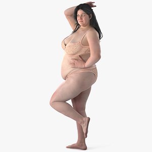 Plus Size Female Pose in Underwear 3D model