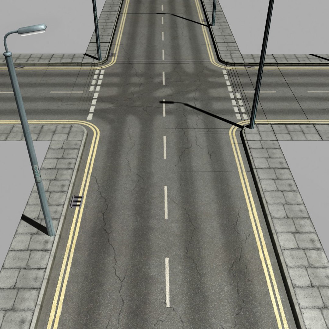 Urban Street Crossroads 3d Model