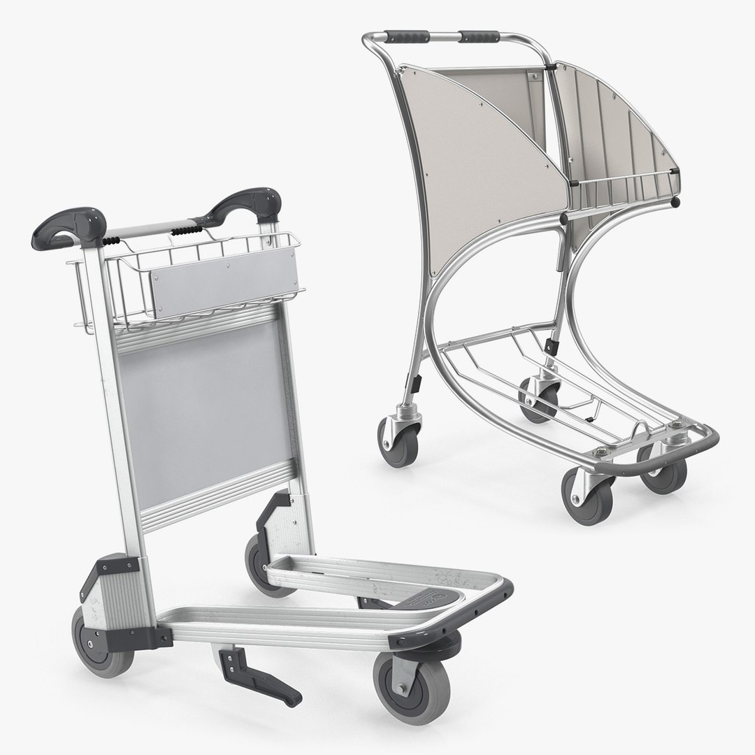 Airport Luggage Trolleys 3D Models Collection 3D model preview