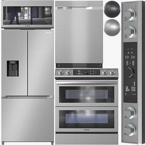 3D Samsung Appliance Collection 07 NE63T8951SSAA NE63T8951SGAA MC17T8000CSAA MC17T8000CGAA DW80N303 model