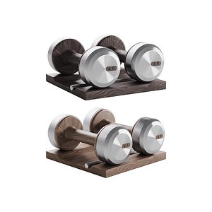 3D COLMIA Dumbbells Pair With Wooden Stand model