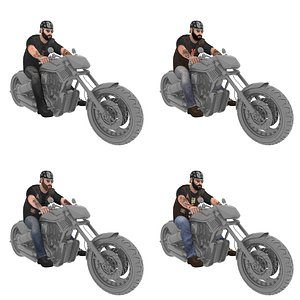 3D pack rigged biker model