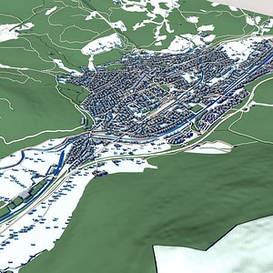 Mittenwald Bavaria 3D Model Alpine Town with Painted Houses German Violin-Making Village