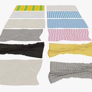3D Laying bath towel set model