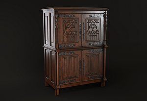 antique gothic cabinet 3D