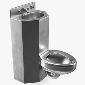 Dirty Stainless Steel Toilet 3D model