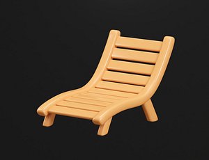 3D Wooden Beach Lounge Chair