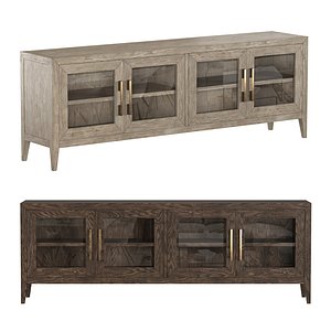 FRENCH CONTEMPORARY GLASS 4-DOOR MEDIA CONSOLE 3D