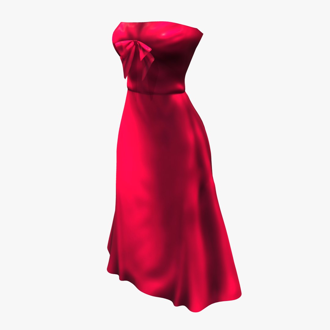 3D Chest Bow Strapless Dress Model - TurboSquid 1820452