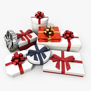 Gift Boxes - Low and Flat Set 3D model
