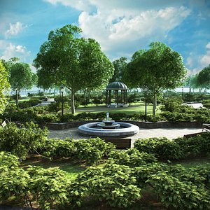3D model park trees vegetation