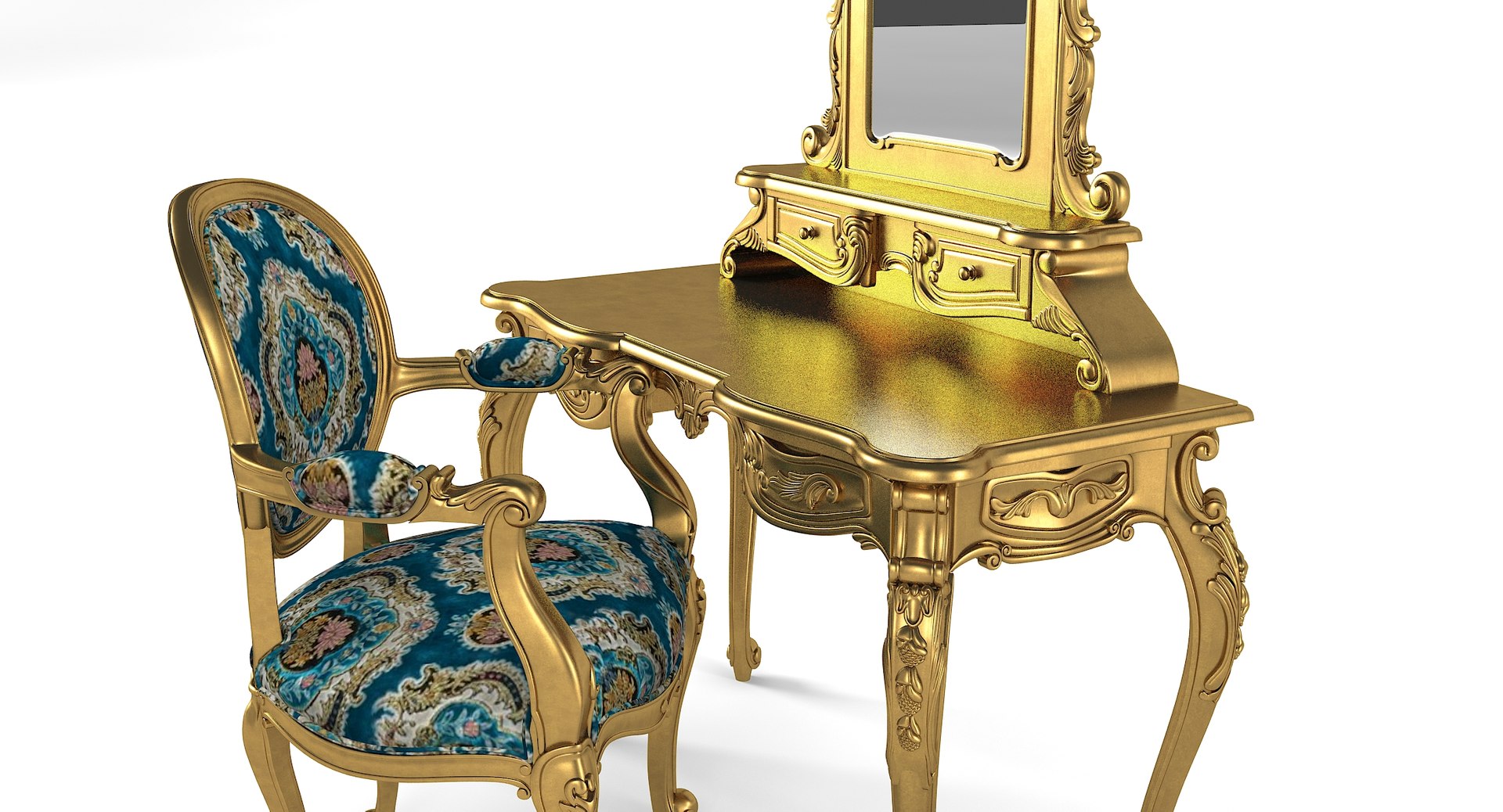 3D Anais Dressing Table Chair TurboSquid 1187004