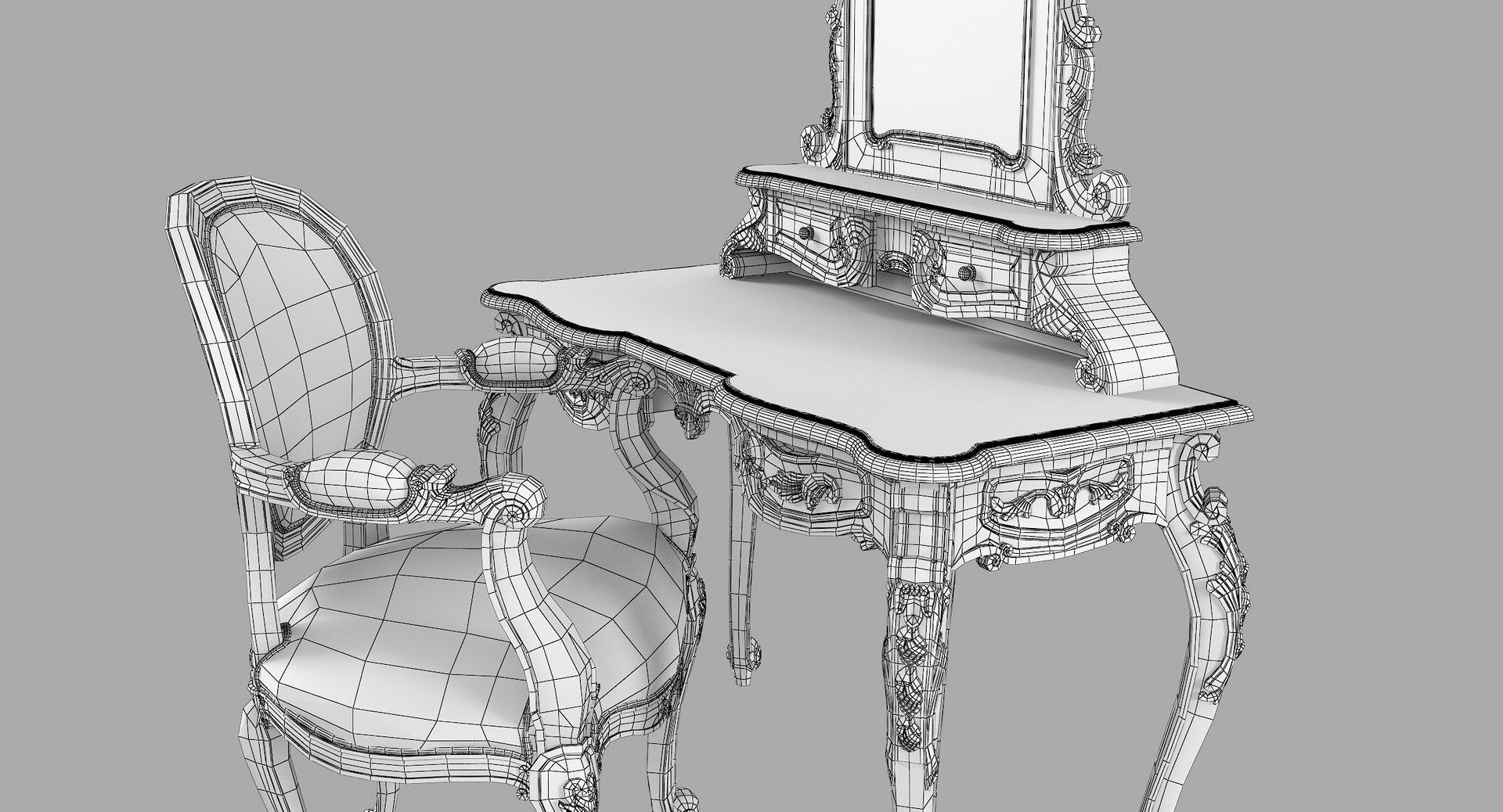3D Anais Dressing Table Chair TurboSquid 1187004