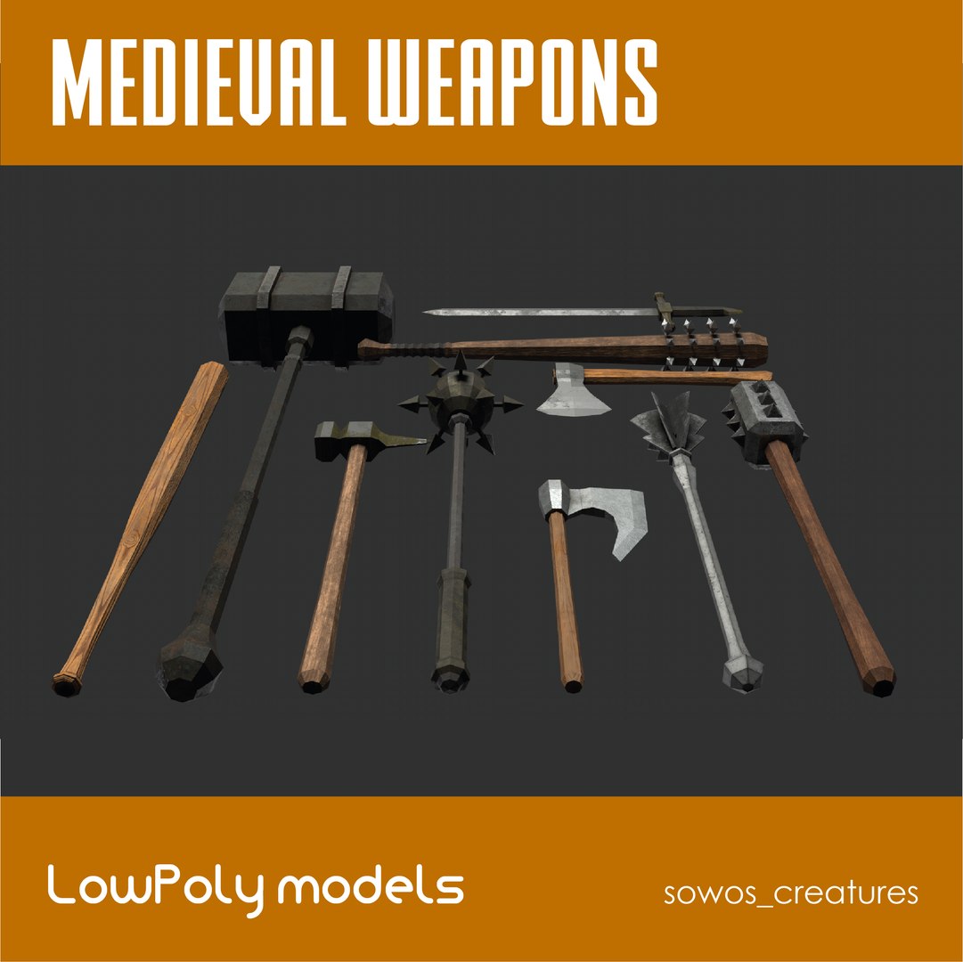 Lowpoly Medieval Melee Weapons 3D Model - TurboSquid 2285242