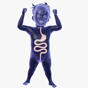 Childrens intestines health and overall well-being 3D