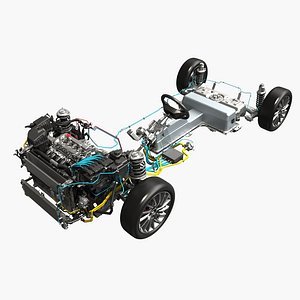 hybrid electric car chassis 3D model