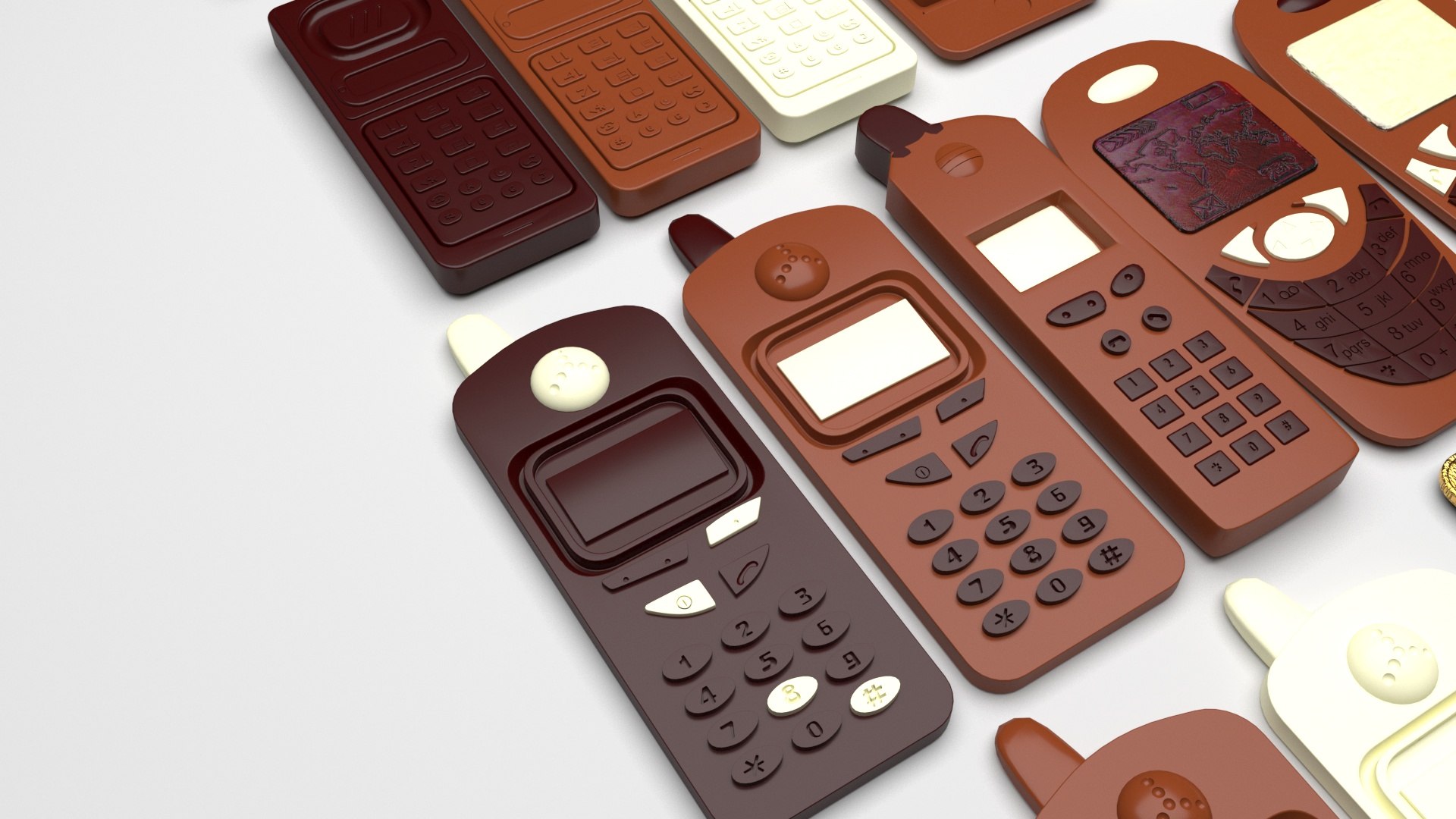 Chocolate Cell Phones Set 3D model TurboSquid 1821637