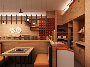 Modern Chinese Hot Pot Restaurant 3D model