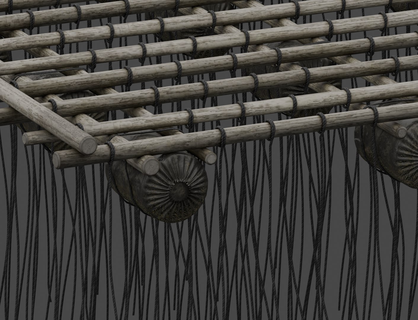 Traditional Wooden Aquaculture Raft And Fishing Raft 3D Model ...