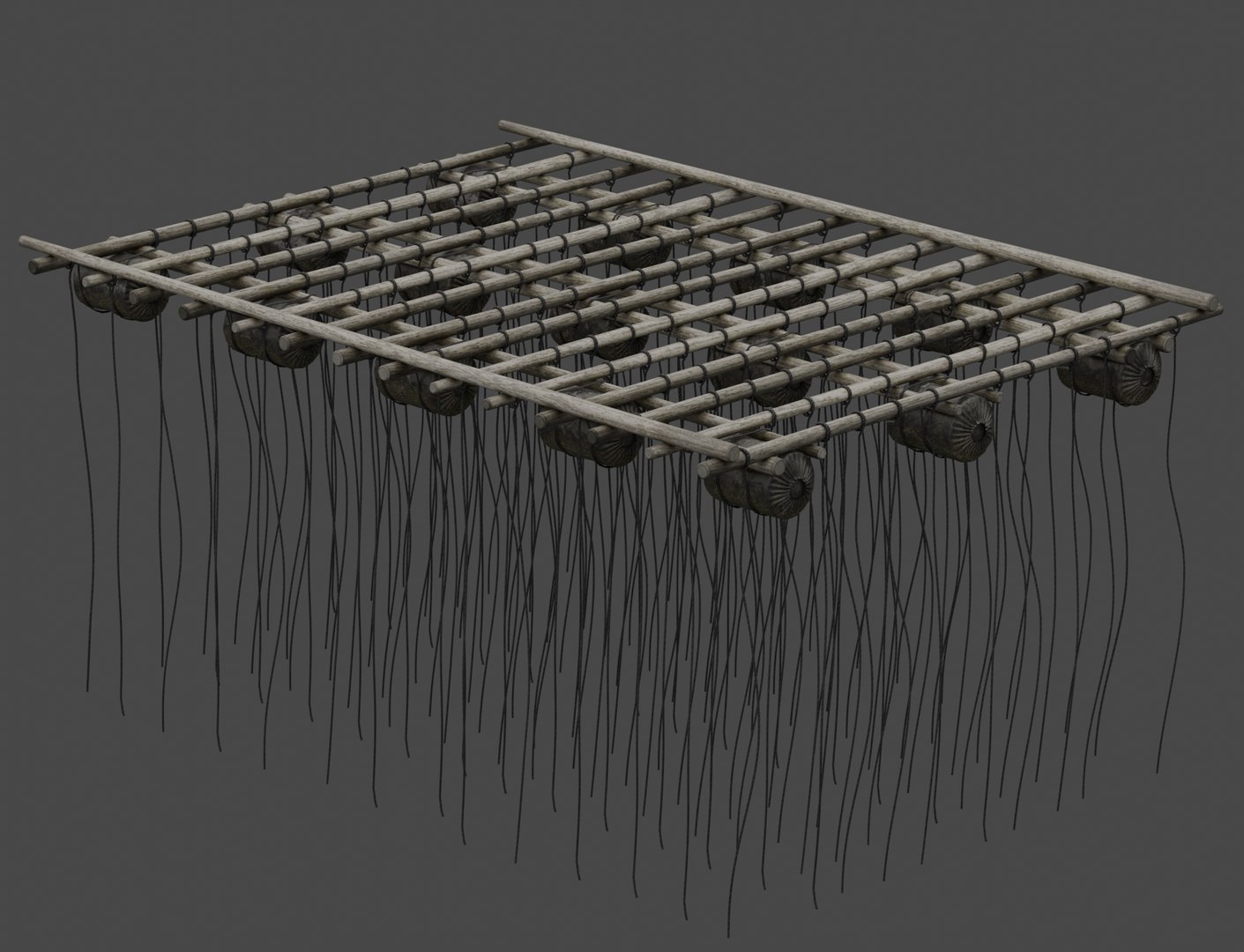 Traditional Wooden Aquaculture Raft And Fishing Raft 3D Model ...