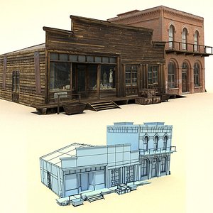 old wild west buildings 3d model