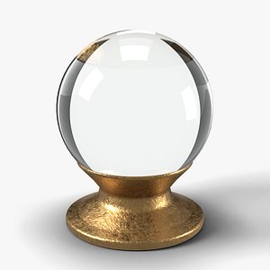 Crystal Ball on Antique Bronze Stand - Fortune Teller Occult Prop