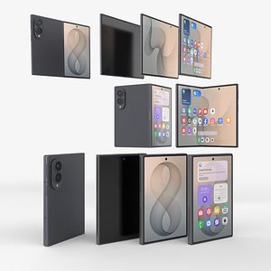 Graphite Samsung Galaxy Fold 8  Rigged and  Animated 3D model