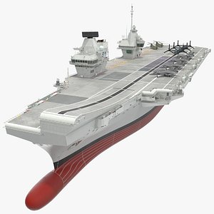 HMS Queen Elizabeth with Military Equipment 3D model