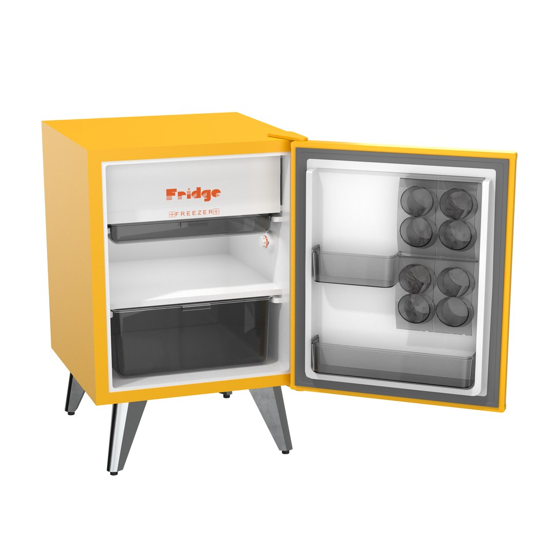 3D Mini Fridge Yellow TurboSquid 1894238