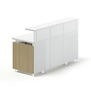 3D white wooden reception desk model