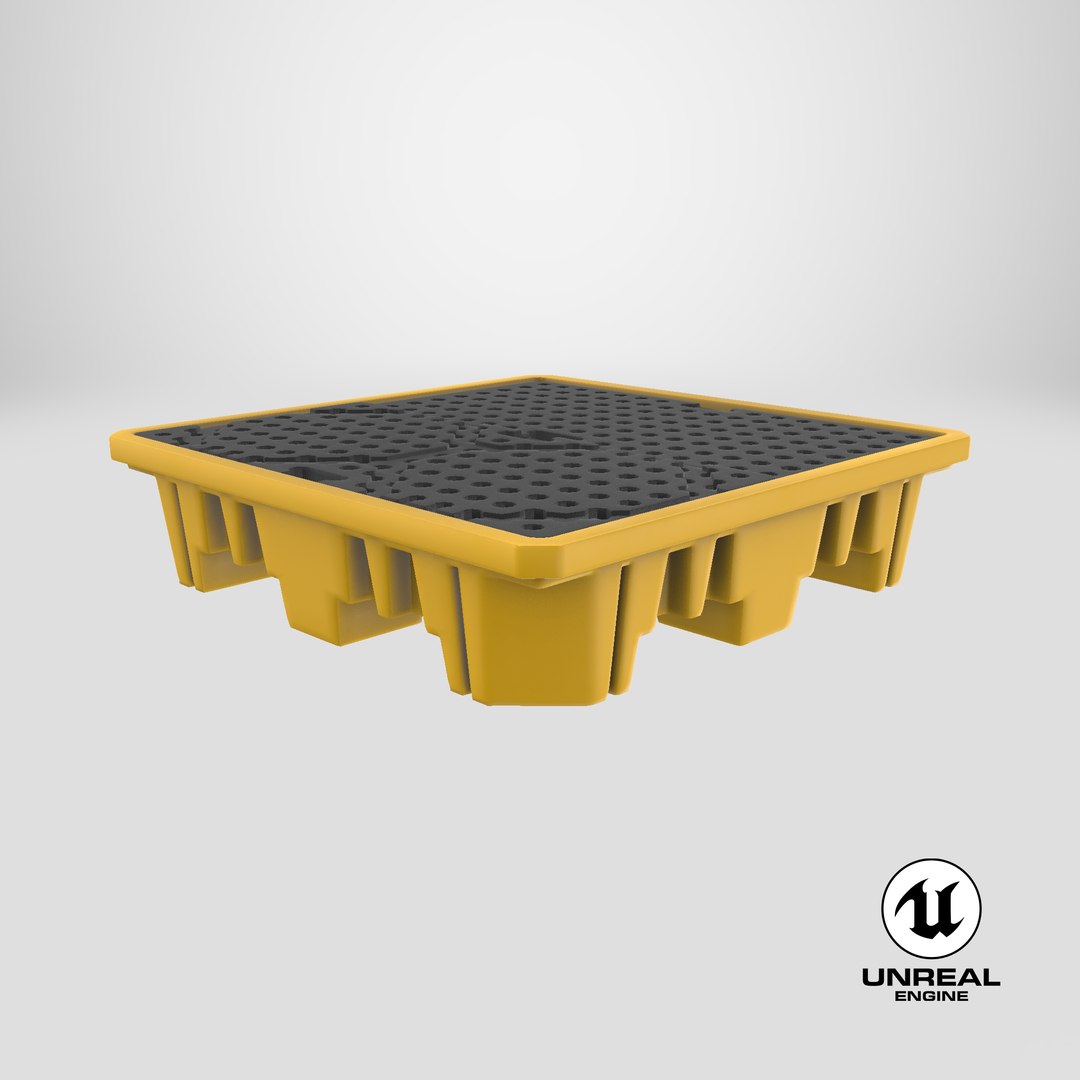 Spill Pallet 3D model https://p.turbosquid.com/ts-thumb/BT/V3welQ/kY/stemcell_unreal_render/png/1714803080/1920x1080/fit_q87/53f6a1d257f96744b7ab728a655f550fdf3bb914/stemcell_unreal_render.jpg