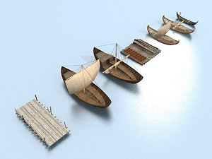 low poly boat  set