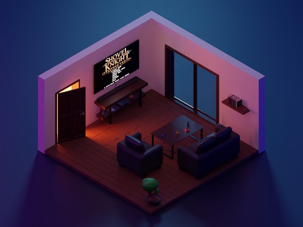 Nacht Low Poly Wohnzimmer 3d Modell Turbosquid 1603492