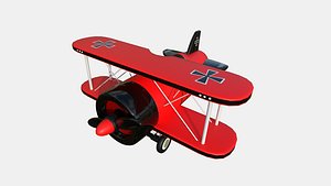 Airplane Cartoon A01 Red - Classic Aircraft 3D model