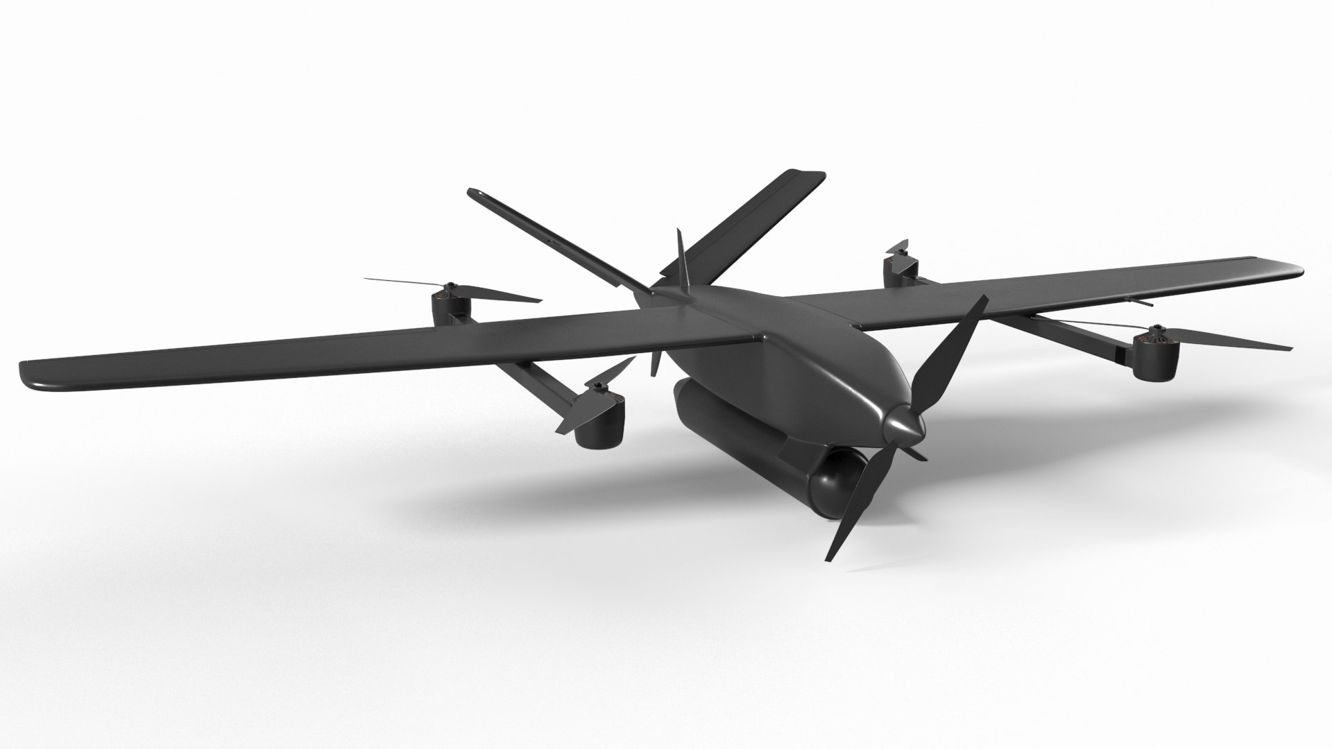 Advanced Military UAV Surveillance Platform Black Rigged 3D model preview