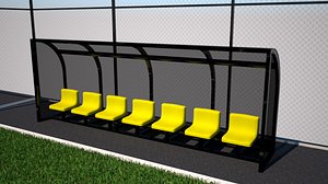 Subs Bench - Dugout seats - football soccer pitch stadium