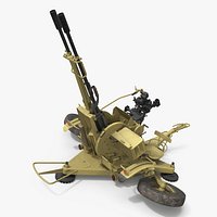 Towed Anti-Aircraft Autocannon 23mm Desert Rigged for Cinema 4D