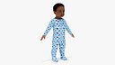 Black Baby Boy Light Skin in Full Bodysuit A-Pose