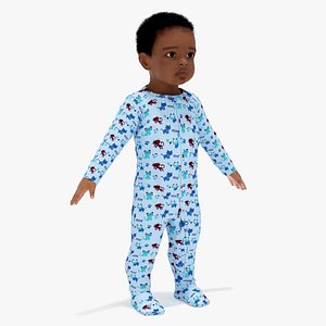 Black Baby Boy Light Skin in Full Bodysuit A-Pose