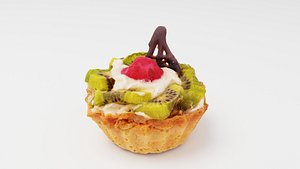 3D Cake pastry  fancy cake or sponge-cake with kiwi and cherry
