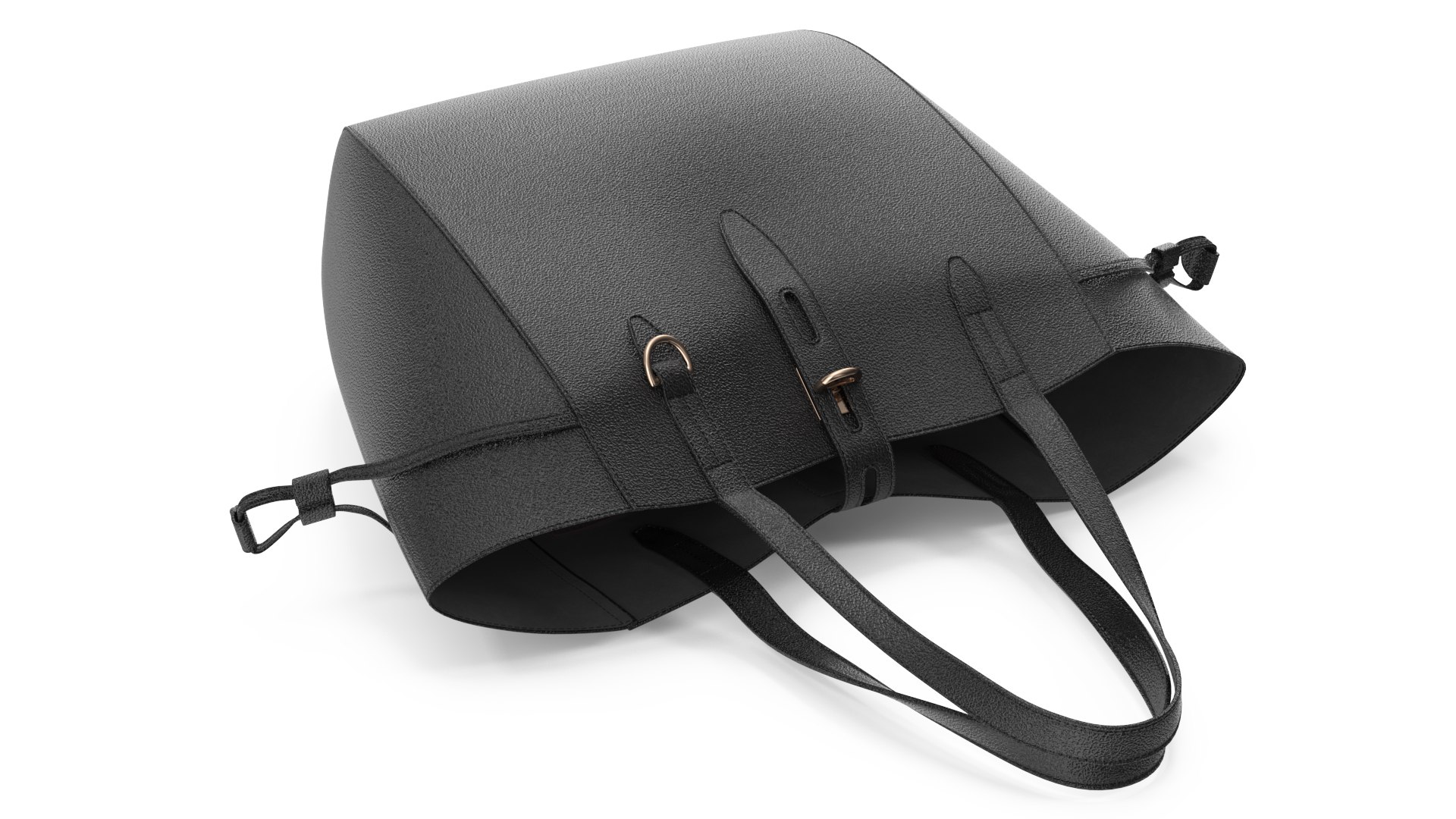 Black Shopper Tote Bag 3D model preview