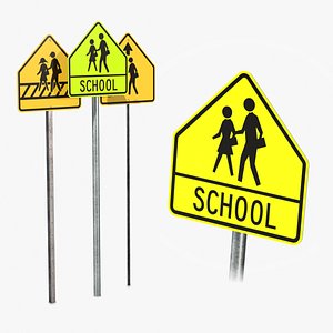 Road Signs - School Zone Crossing model