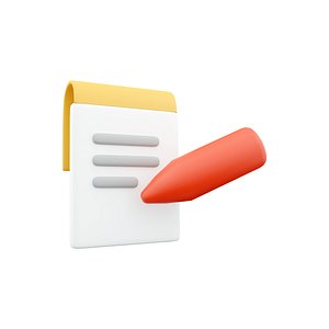 3D 3d stick note with pen icon