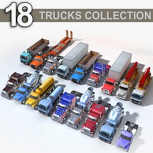 3D 18 semi trucks model